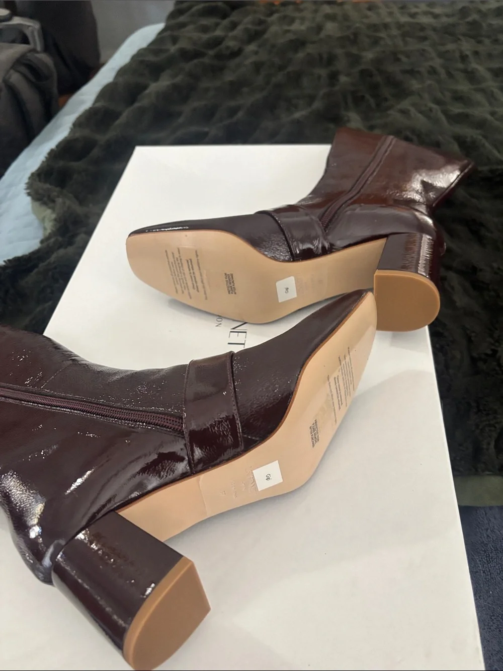LK Bennett Patent Over-the-Knee Riding Boots in Burgundy